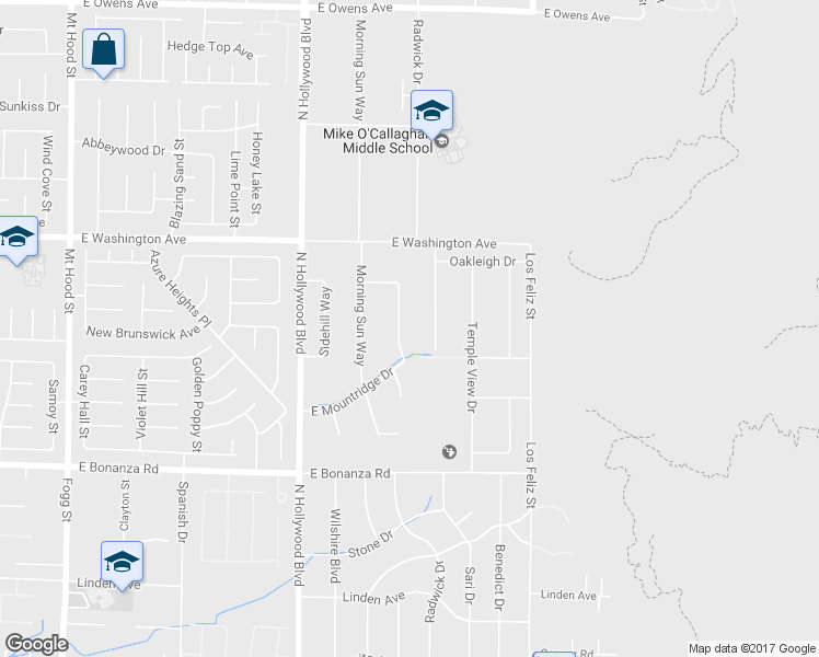 map of restaurants, bars, coffee shops, grocery stores, and more near 1050 Eastridge Way in Las Vegas