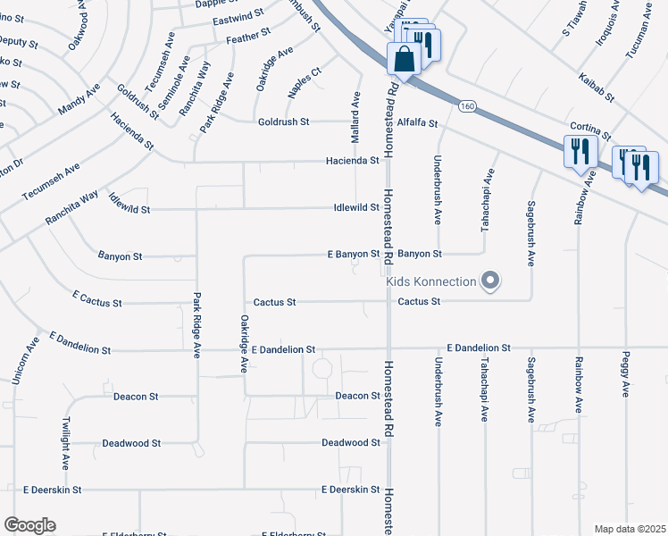 map of restaurants, bars, coffee shops, grocery stores, and more near 2861 Banyon St in Pahrump