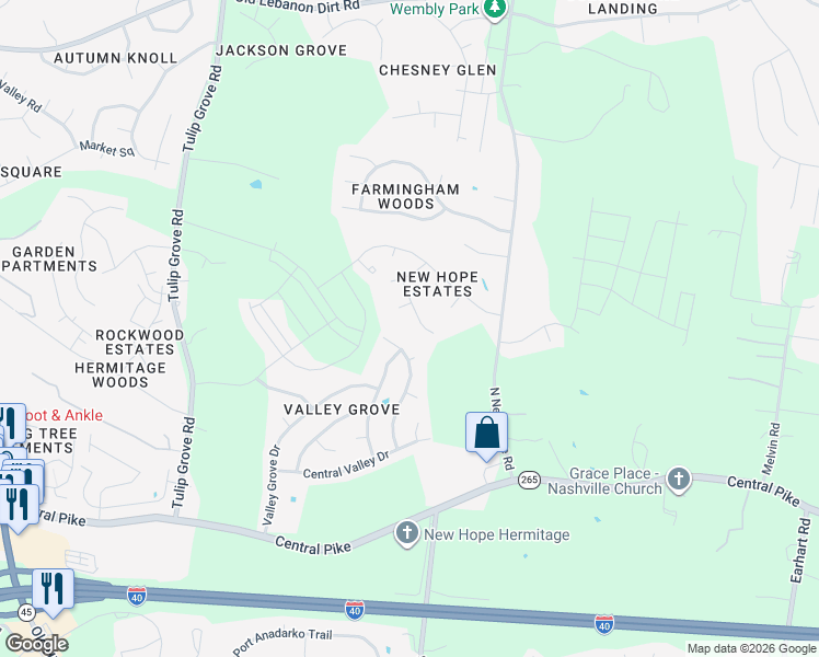 map of restaurants, bars, coffee shops, grocery stores, and more near 6116 Allen Court in Nashville