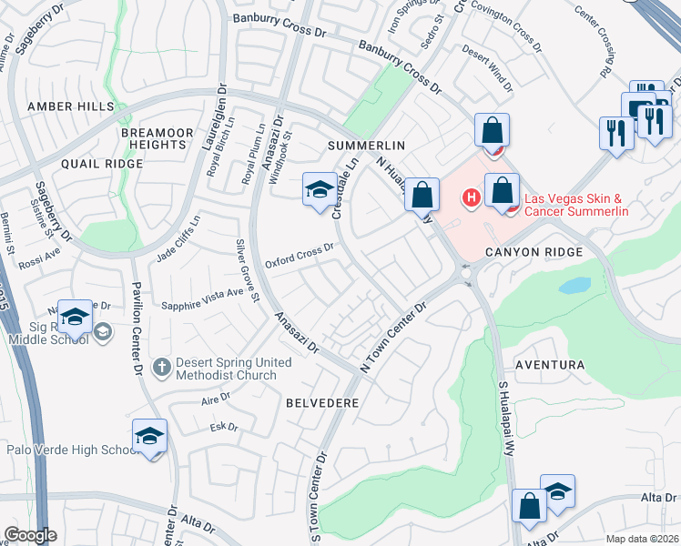 map of restaurants, bars, coffee shops, grocery stores, and more near 501 Port Hope Place in Las Vegas