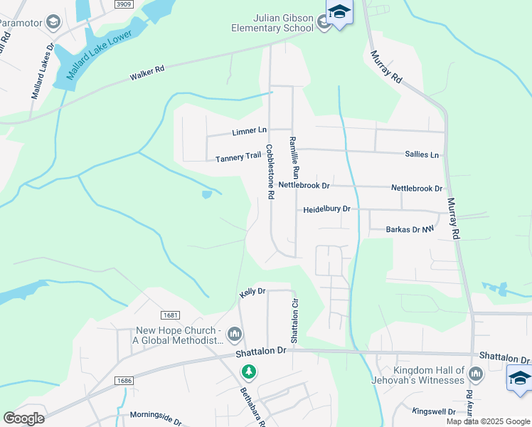 map of restaurants, bars, coffee shops, grocery stores, and more near 5054 Cobblestone Road in Winston-Salem