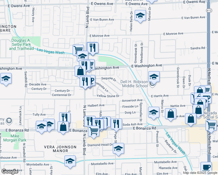 map of restaurants, bars, coffee shops, grocery stores, and more near 264 Contempo Drive in Las Vegas