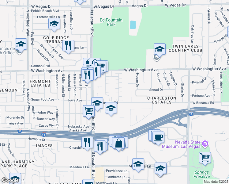 map of restaurants, bars, coffee shops, grocery stores, and more near 706 Sea Pines Lane in Las Vegas