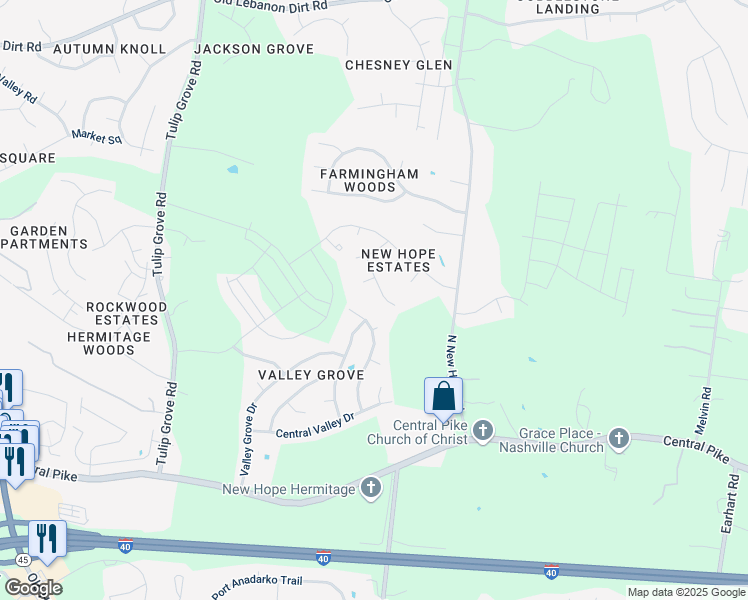 map of restaurants, bars, coffee shops, grocery stores, and more near 6116 Allen Court in Nashville