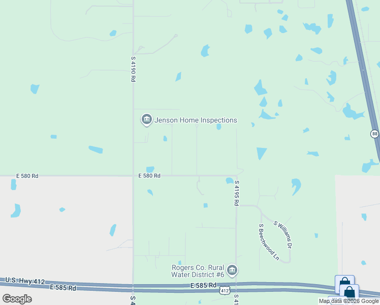 map of restaurants, bars, coffee shops, grocery stores, and more near 29806 South Cameron Road in Inola