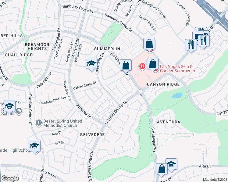 map of restaurants, bars, coffee shops, grocery stores, and more near 422 Red Canvas Place in Las Vegas