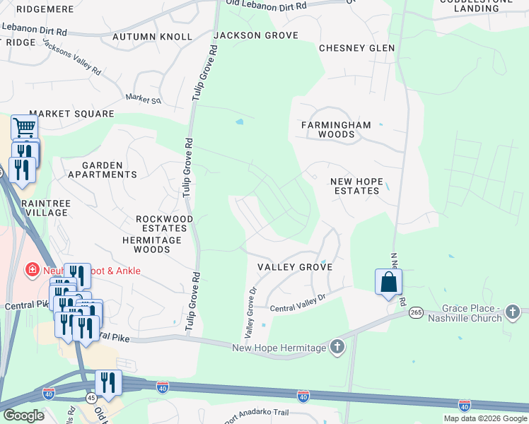 map of restaurants, bars, coffee shops, grocery stores, and more near 4124 Woodway Ln in Nashville
