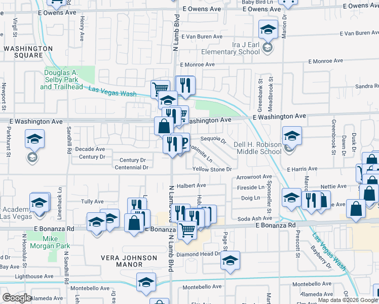 map of restaurants, bars, coffee shops, grocery stores, and more near Arrow Head Lane in Las Vegas