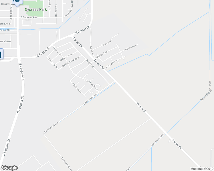 map of restaurants, bars, coffee shops, grocery stores, and more near 3117 Bright Street in Tulare