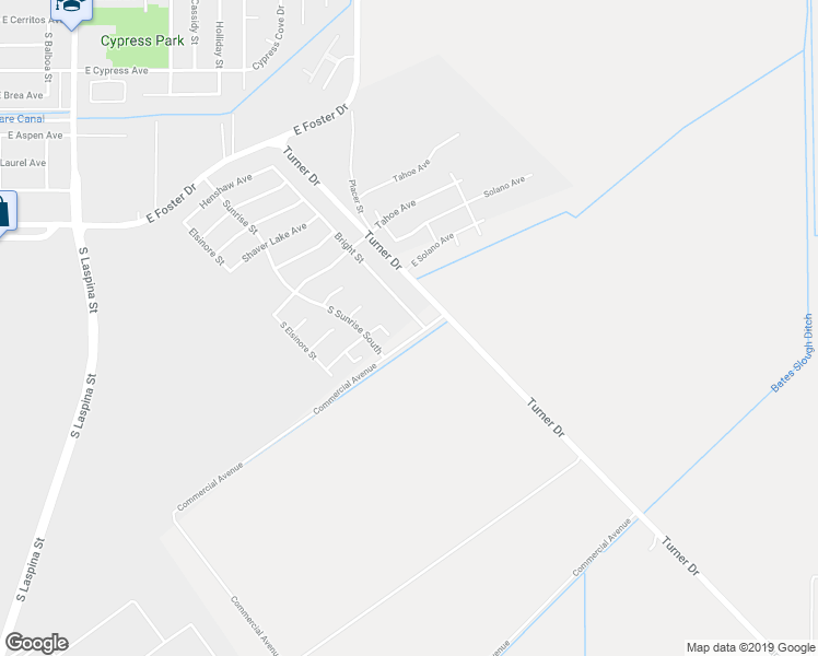 map of restaurants, bars, coffee shops, grocery stores, and more near 3107 Bright Street in Tulare