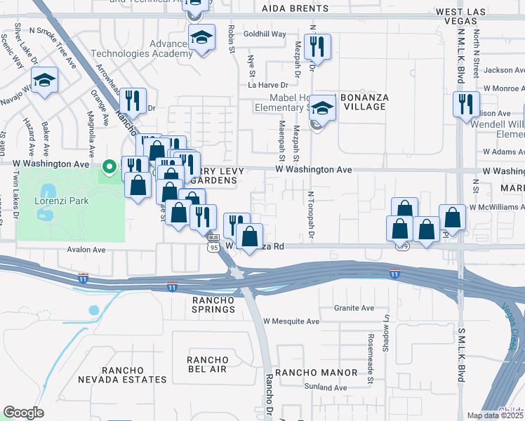 map of restaurants, bars, coffee shops, grocery stores, and more near 716 Pensacola Lane in Las Vegas