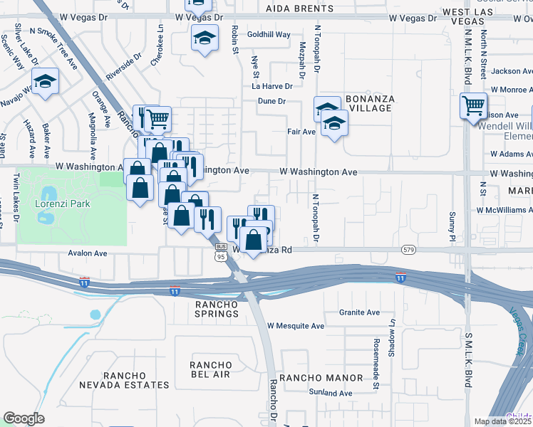 map of restaurants, bars, coffee shops, grocery stores, and more near 716 Pensacola Lane in Las Vegas