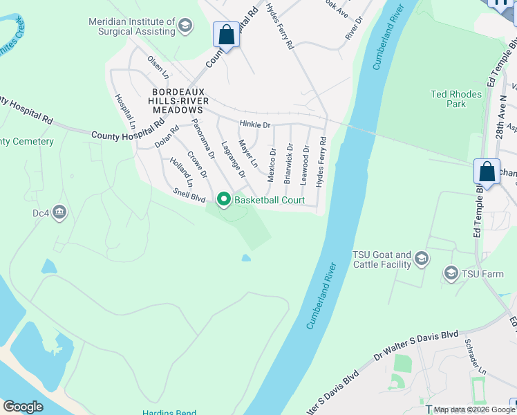 map of restaurants, bars, coffee shops, grocery stores, and more near 3185 Lagrange Drive in Nashville