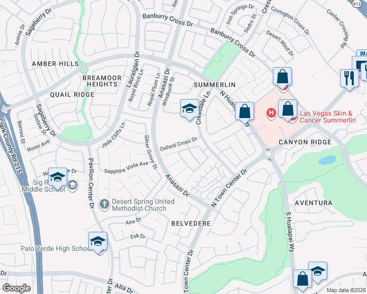 map of restaurants, bars, coffee shops, grocery stores, and more near 10432 American Falls Lane in Las Vegas
