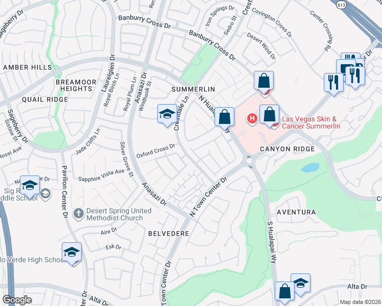 map of restaurants, bars, coffee shops, grocery stores, and more near 517 Red Canvas Place in Las Vegas