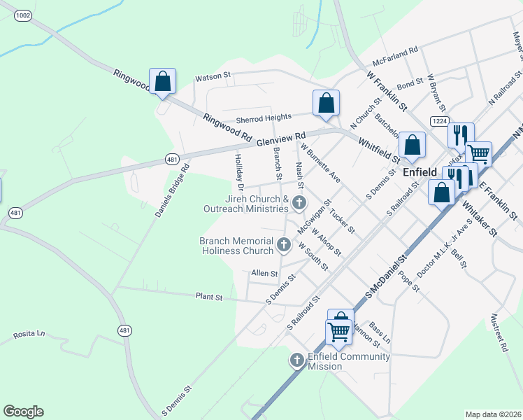 map of restaurants, bars, coffee shops, grocery stores, and more near 398 Lawrence Street in Enfield