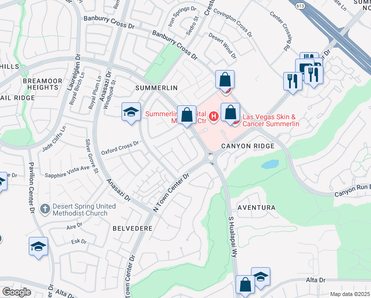 map of restaurants, bars, coffee shops, grocery stores, and more near 516 Crimson View Place in Las Vegas