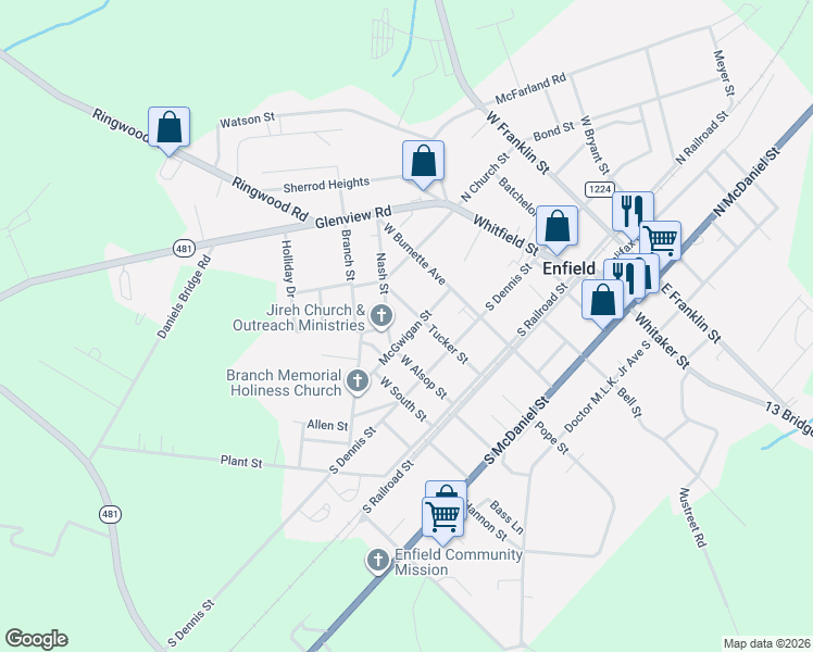 map of restaurants, bars, coffee shops, grocery stores, and more near 475 McGwigan St in Enfield