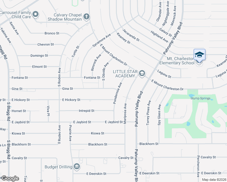 map of restaurants, bars, coffee shops, grocery stores, and more near 2760 Ponderosa Avenue in Pahrump