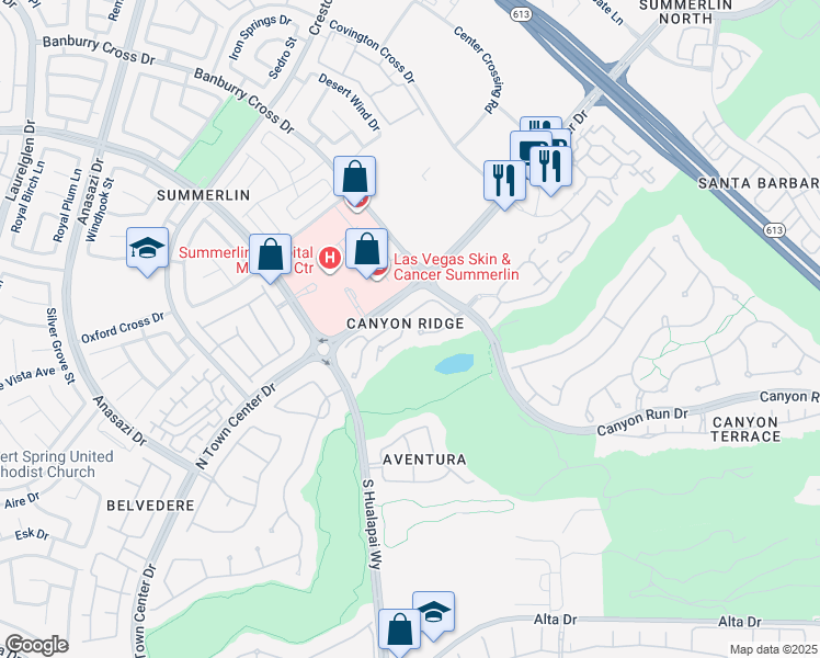 map of restaurants, bars, coffee shops, grocery stores, and more near 536 Pima Canyon Court in Las Vegas