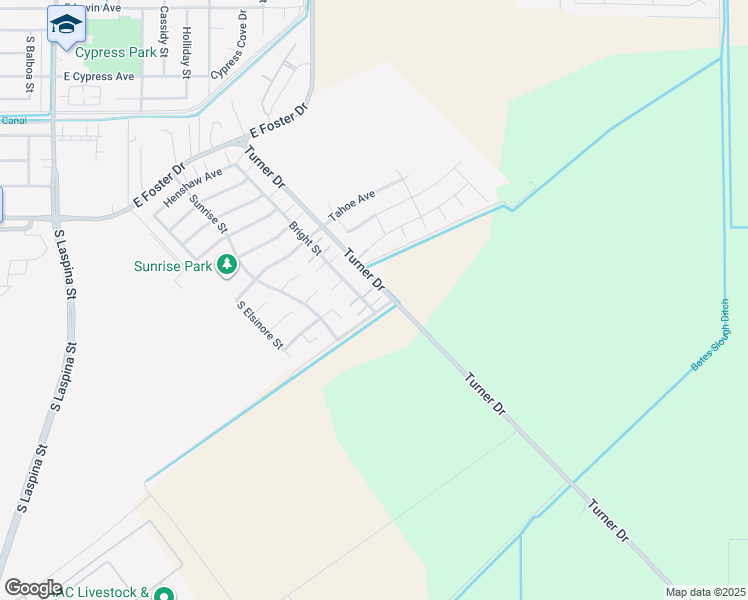 map of restaurants, bars, coffee shops, grocery stores, and more near 21500-21504 Turner Drive in Tulare