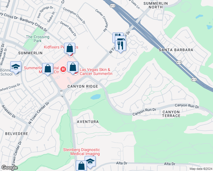 map of restaurants, bars, coffee shops, grocery stores, and more near 660 Peachy Canyon Circle in Las Vegas
