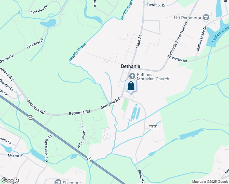 map of restaurants, bars, coffee shops, grocery stores, and more near Seidel Street in Pfafftown