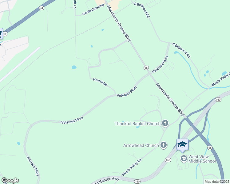 map of restaurants, bars, coffee shops, grocery stores, and more near 1150 Howell Road in Morristown