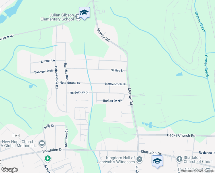 map of restaurants, bars, coffee shops, grocery stores, and more near 2160 Nettlebrook Drive in Winston-Salem