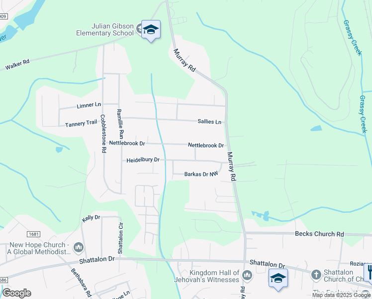 map of restaurants, bars, coffee shops, grocery stores, and more near 2141 Nettlebrook Drive in Winston-Salem