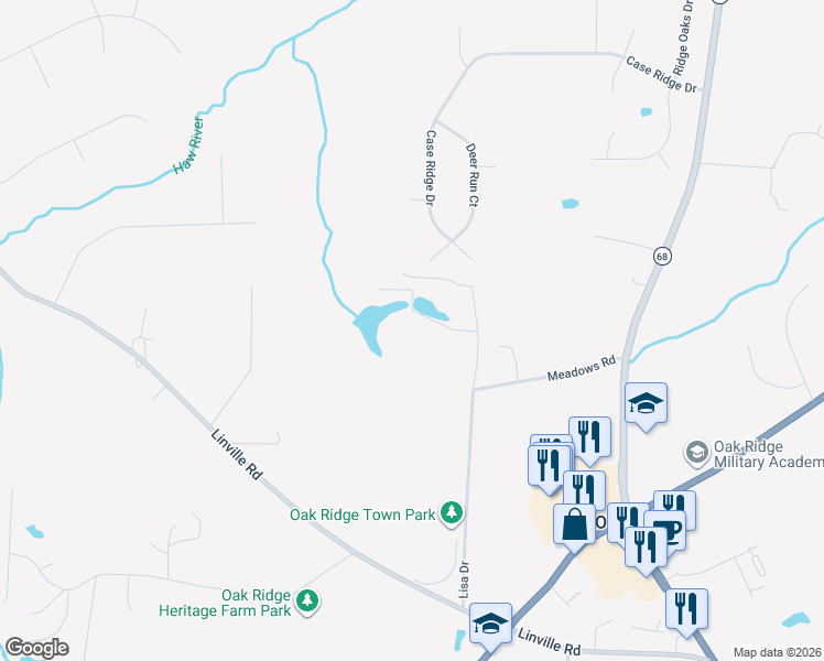 map of restaurants, bars, coffee shops, grocery stores, and more near in Oak Ridge