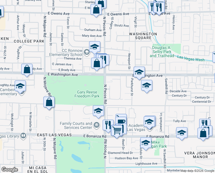 map of restaurants, bars, coffee shops, grocery stores, and more near 848 Hedge Way in Las Vegas
