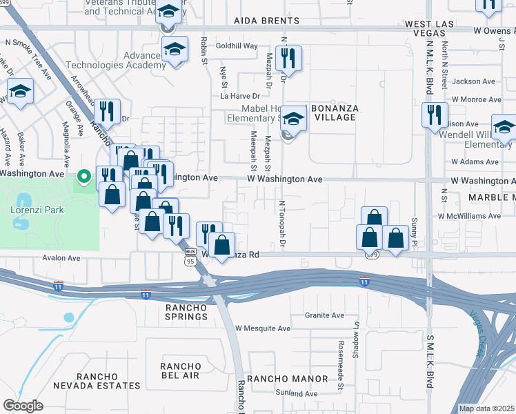 map of restaurants, bars, coffee shops, grocery stores, and more near 2211 Sleepy Court in Las Vegas