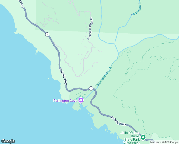map of restaurants, bars, coffee shops, grocery stores, and more near 51410 Partington Ridge Road in Big Sur