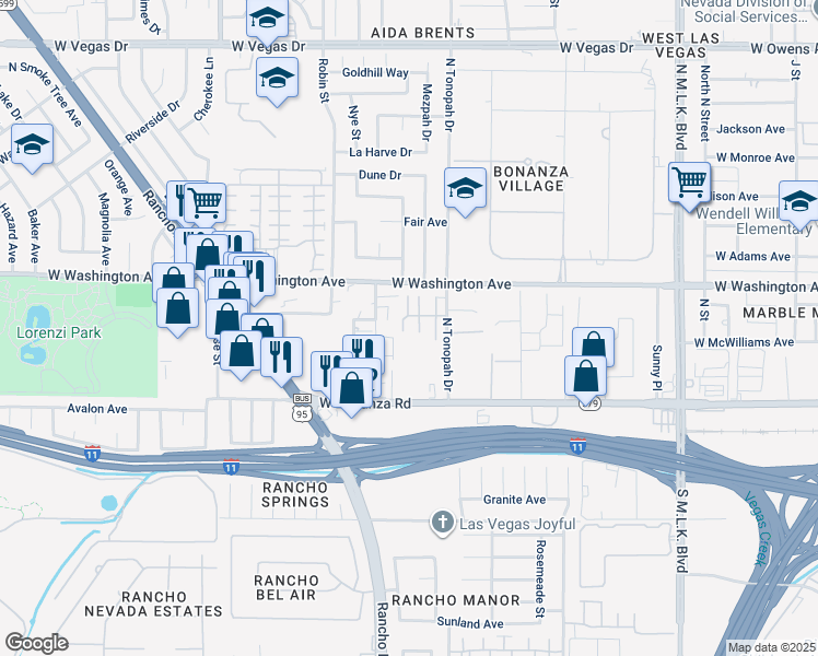 map of restaurants, bars, coffee shops, grocery stores, and more near 2211 Sleepy Court in Las Vegas