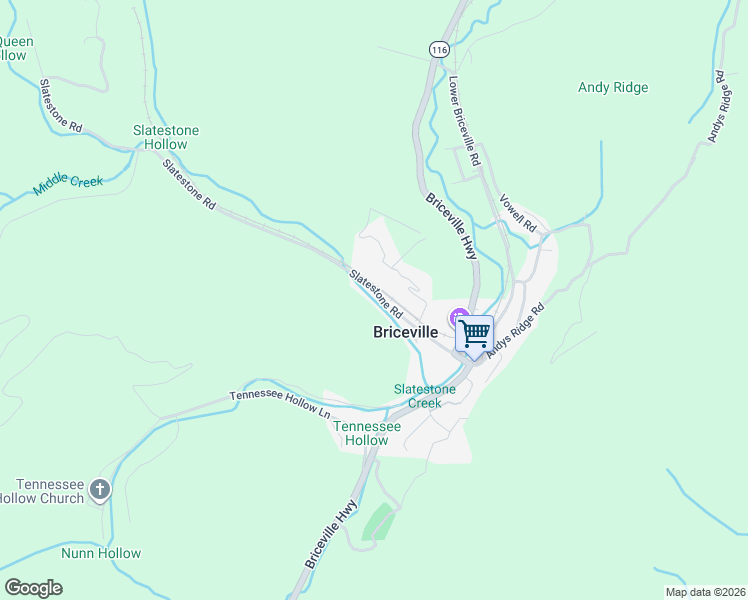 map of restaurants, bars, coffee shops, grocery stores, and more near 124 Chadwick Lane in Briceville