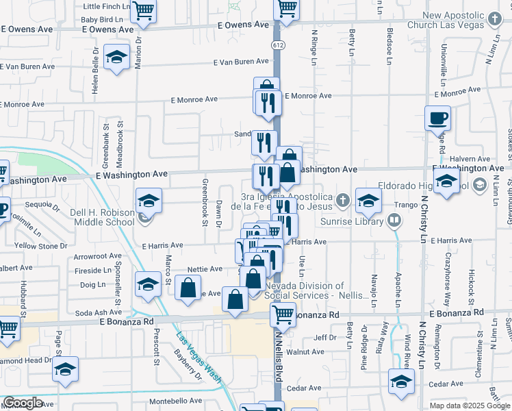 map of restaurants, bars, coffee shops, grocery stores, and more near 871 Sound Barrier Drive in Las Vegas