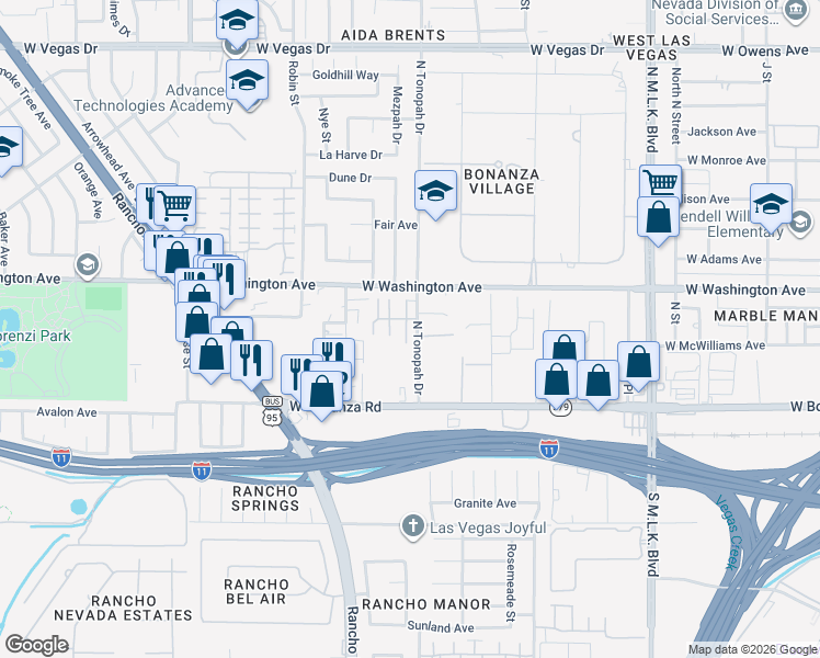 map of restaurants, bars, coffee shops, grocery stores, and more near 2100 Sleepy Court in Las Vegas
