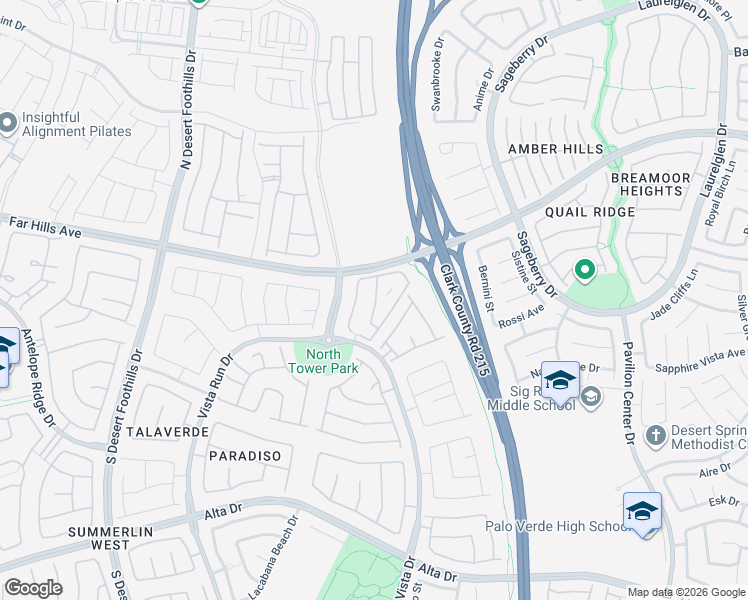 map of restaurants, bars, coffee shops, grocery stores, and more near 100 Park Vista Drive in Las Vegas