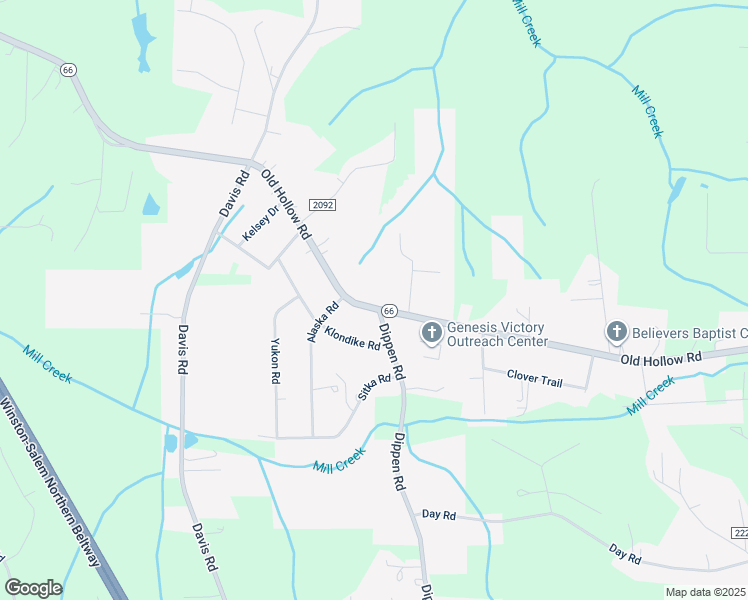 map of restaurants, bars, coffee shops, grocery stores, and more near 1863 Old Hollow Road in Walkertown