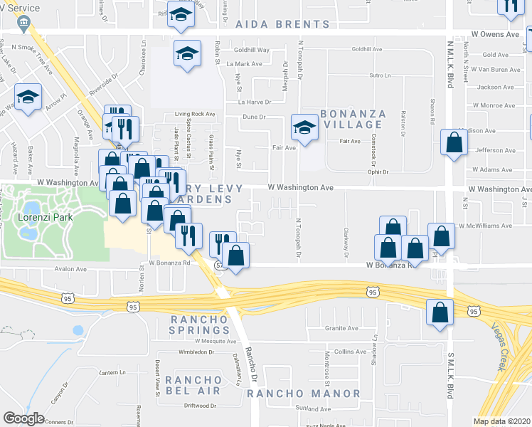 map of restaurants, bars, coffee shops, grocery stores, and more near 2227 Sleepy Court in Las Vegas