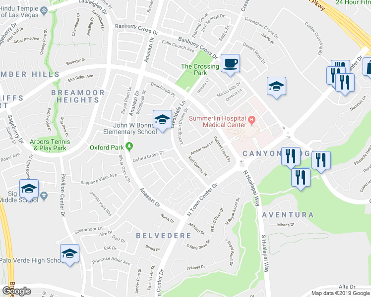 map of restaurants, bars, coffee shops, grocery stores, and more near 609 Lexington Cross Drive in Las Vegas