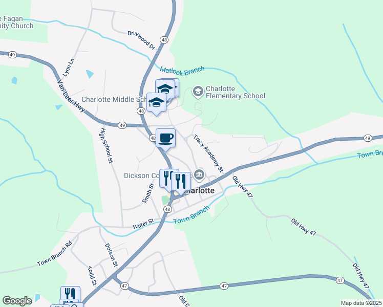 map of restaurants, bars, coffee shops, grocery stores, and more near 200 Humphries Street in Charlotte
