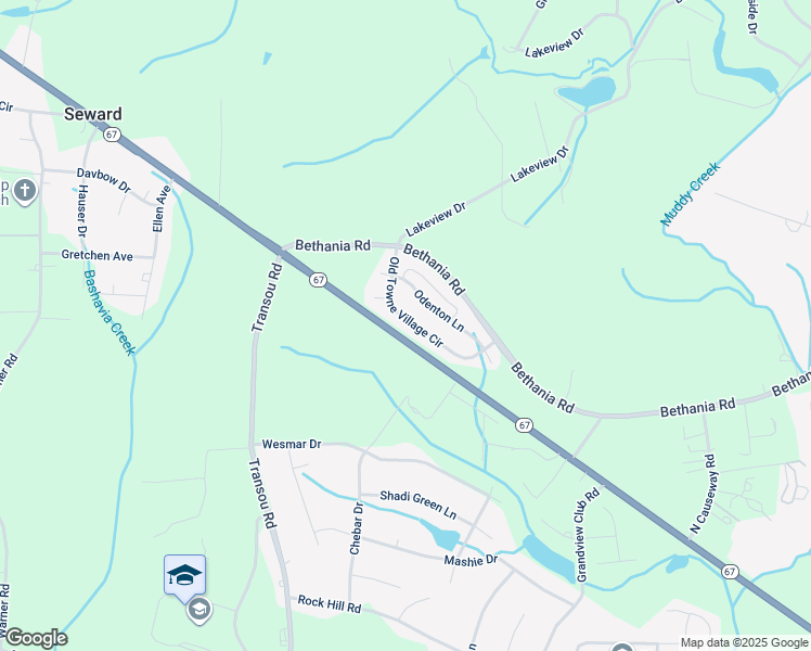 map of restaurants, bars, coffee shops, grocery stores, and more near 4916 Old Towne Village Circle in Pfafftown