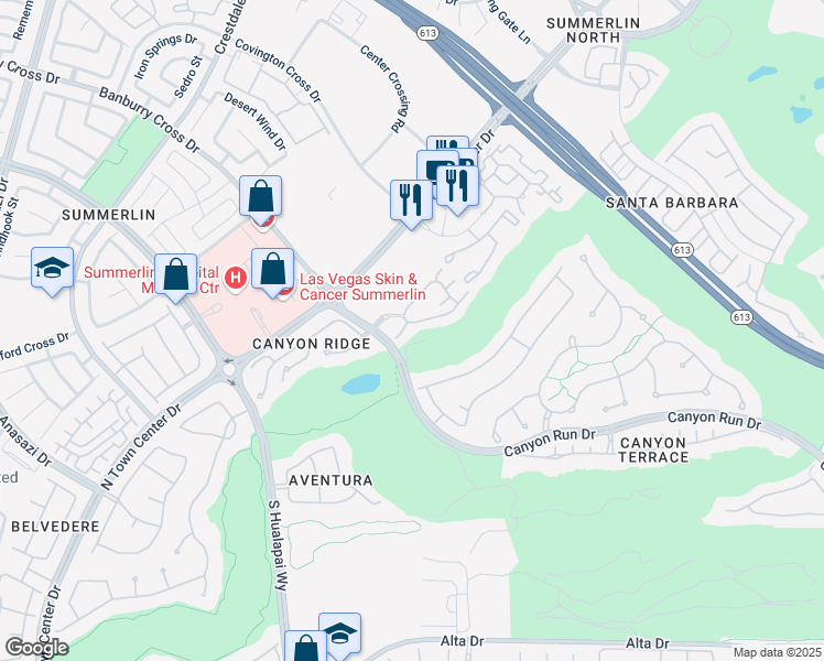 map of restaurants, bars, coffee shops, grocery stores, and more near 664 Peachy Canyon Circle in Las Vegas