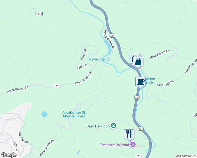 map of restaurants, bars, coffee shops, grocery stores, and more near 385 Fox Den Road in Blowing Rock