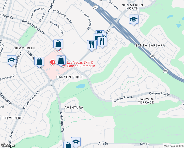 map of restaurants, bars, coffee shops, grocery stores, and more near 652 Peachy Canyon Circle in Las Vegas