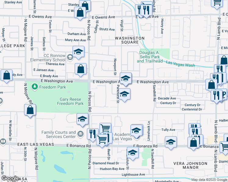map of restaurants, bars, coffee shops, grocery stores, and more near 861 Shrubbery Lane in Las Vegas