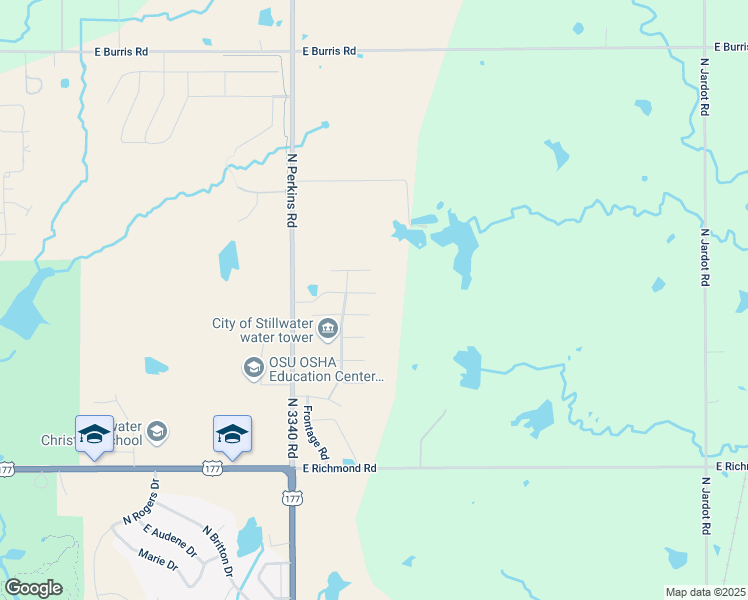 map of restaurants, bars, coffee shops, grocery stores, and more near 818 East Tower Park Drive in Stillwater