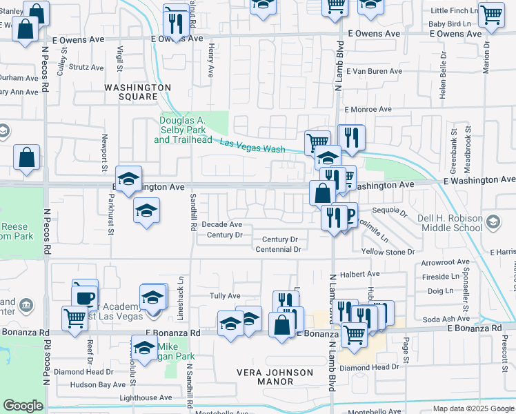 map of restaurants, bars, coffee shops, grocery stores, and more near 867 North Lamb Boulevard in Las Vegas
